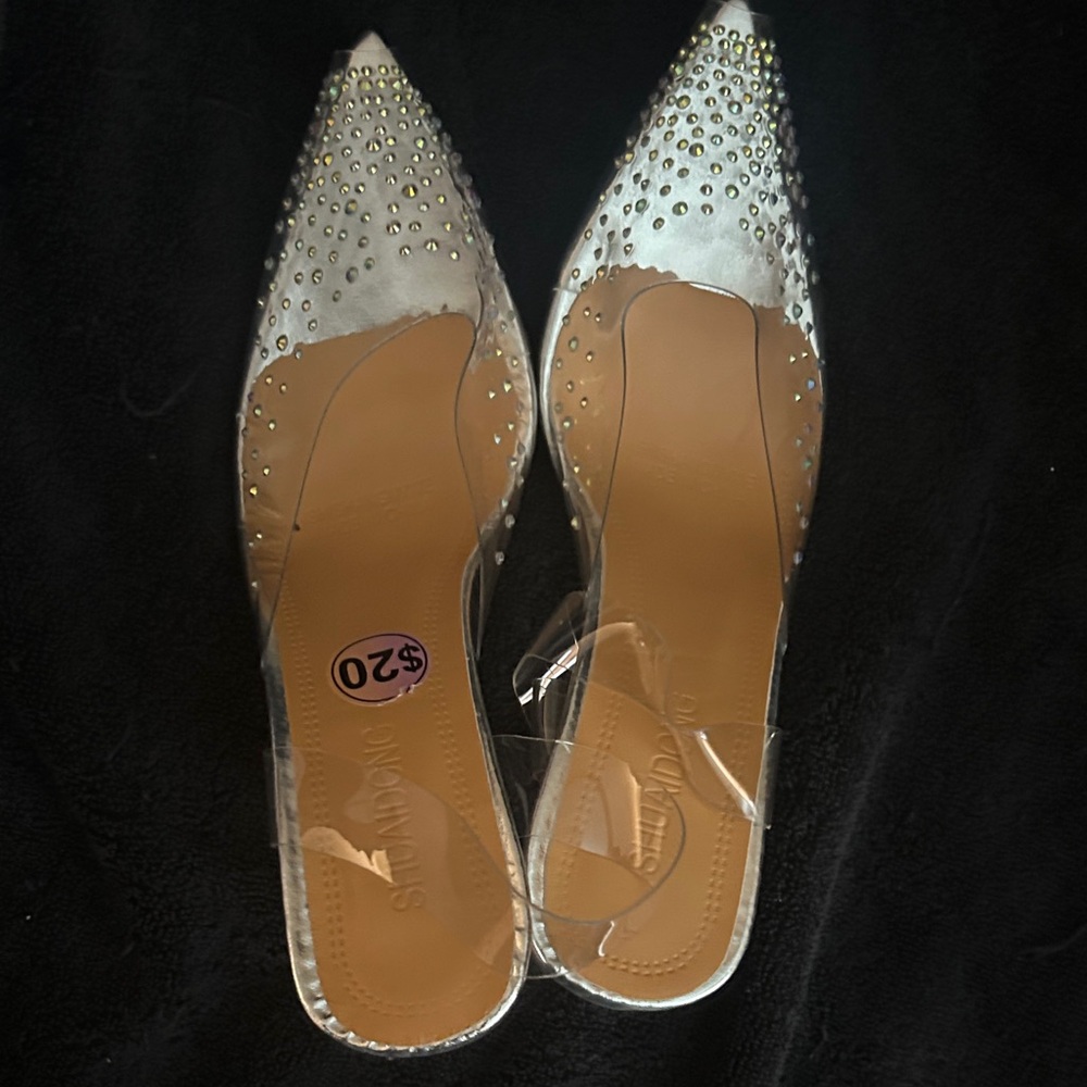 Stylish Rhinestone Embellished Clear Heels - Picture 5 of 7